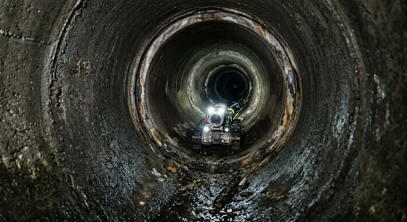 Robotic sewer camera inspecting pipe interior for Sewer Line Repair in Preston